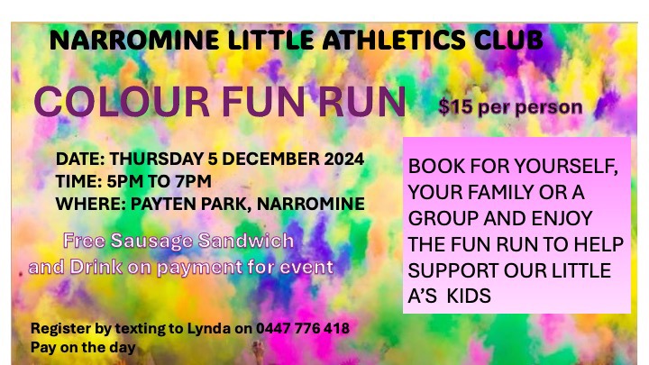 Narromine Little Athletics Club Color Run